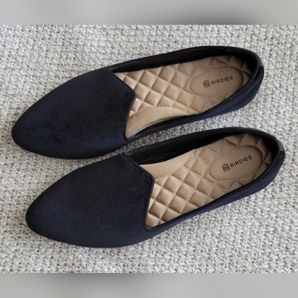 BIRDIES Heron Black Velvet Flats Size 10.5 Like New - Picture 1 of 9
